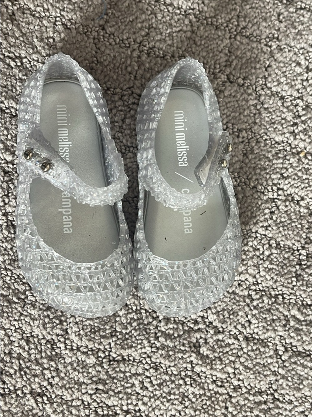 Mini Melissa Clear Glitter Jelly Mary Jane Shoes